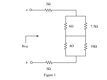 Determine the equivalent resistance for circuits in Figure 1 below.